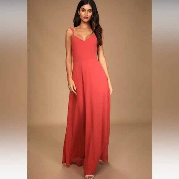 NWT Lulu’s Rise Rusty Rose Maxi Dress - Picture 5 of 7